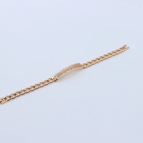 Elegant Rose Gold Bracelet with Criss-Cross Diamond Inlay Design, XPBL0706 - Picture 5 of 12